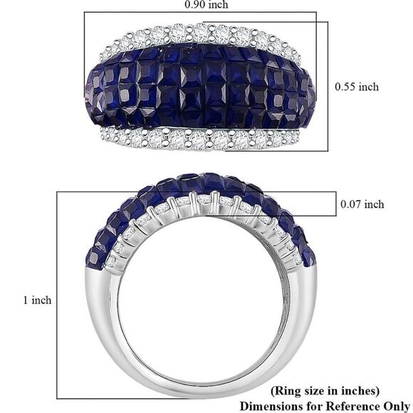 Simulated White and Blue Diamond Ring in Rhodium Over Sterling Silver 1.80ctw - Picture 6 of 8